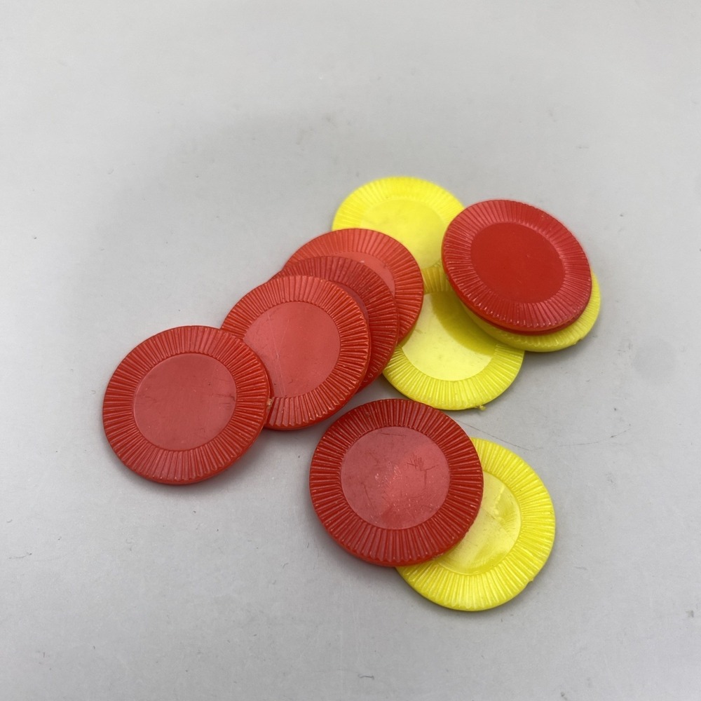 1956 Yahtzee Red and Yellow Plastic Chips Replacement Vintage Board Games